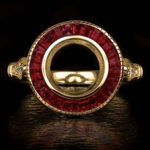 14k Yellow Gold Plated 1.20Ct Round Simulated Ruby Art Deco VINTAGE STYLE Ring - £76.71 GBP