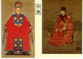 2 Color Postcards Hong Kong Ming Dynasty Portraits Peninsula Hotel Unposted - £4.50 GBP