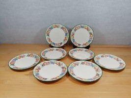 Epoch MARKET DAY E801 Fruit Border Green Trim Round Salad Dessert Plates... - $39.99