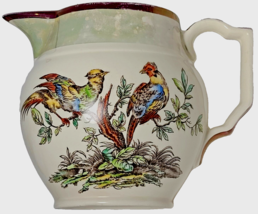 Colorful Birds on Ceramic Creamer Pitcher Lusterware Old Castle Made in England - £10.41 GBP