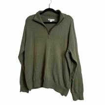 Onward Reserve Men&#39;s 1/4 Zip Pullover Sweater Olive Green Cotton Size Medium - £20.41 GBP