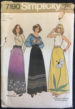 1970s Sz 12 Waist 26 1/2 Flower Applique Maxi Skirt Simplicity 7190 Patt... - £5.52 GBP