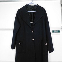 Long Black Coat Vintage 60s/70s Solo San Francisco Rhinestone Buttons Po... - $29.03