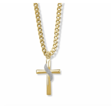 14K Gold Filled Sash Cross Necklace &amp; Chain - £63.94 GBP