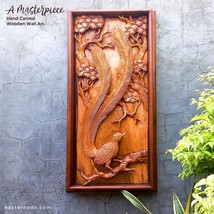 Hand Carved Wooden Wall Art Decoration - Bird of Paradise Large Nature Sculpture - £3,186.00 GBP