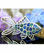 Vintage Fish Goldfish Koi Brooch Pin Mexico 950 Sterling Silver Lapis  - €63,35 EUR