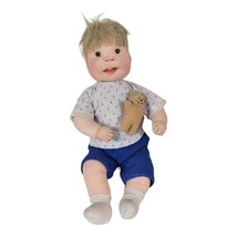 1984 Vintage Dianne Dengel Handmade Cloth Baby Doll Mohair Wig Molded Face (H) - £155.07 GBP