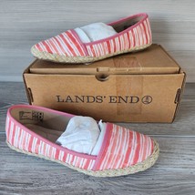 Lands End  #440703 Striped Pink White Devi Flat Espadrille Women Loafer ... - £37.46 GBP