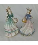 Set of 2 Young Girl Figurines Baskets Flowers Fruit Berries Hats Belle R... - £15.21 GBP