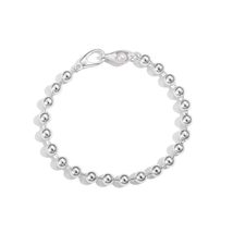 Elegant Round Ball Beads Chain Pearl Bracelet: S925 Sterling Silver - £32.02 GBP