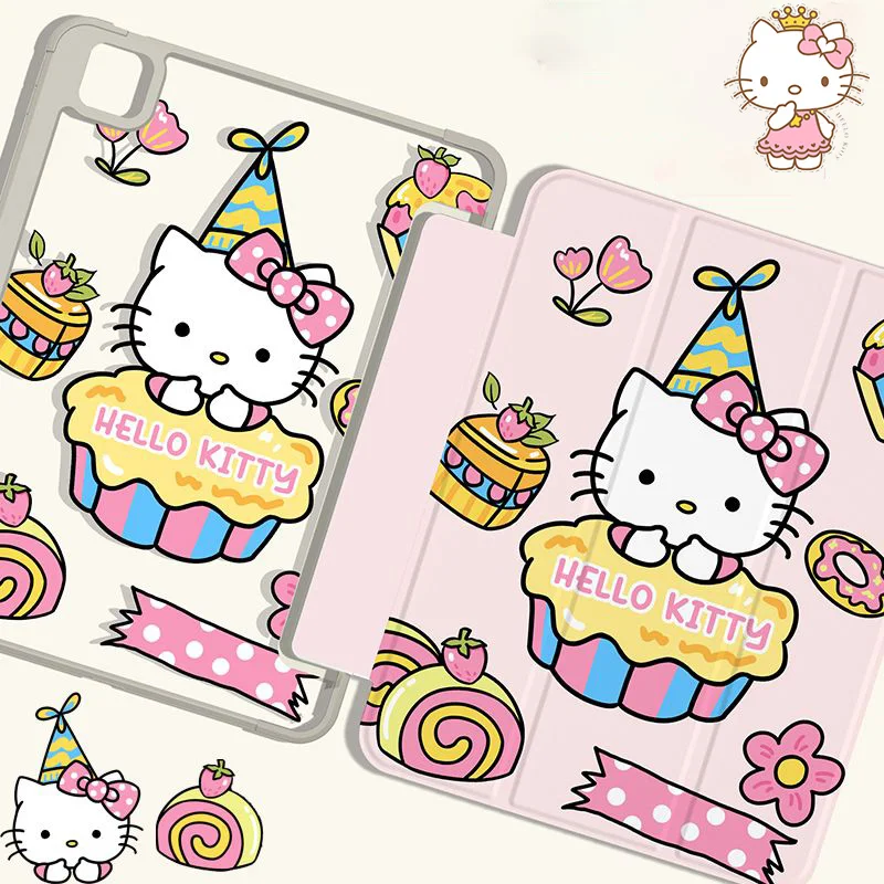 Sanrio Anime Hello Kitty Ipad Case Air 1 2 3 4 5 Cartoon Cute Printing Acrylic - £17.17 GBP+