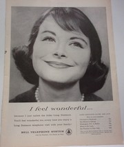 Bell Telephone System I Feel Wonderful Smiling Woman Magazine Print Ad 1959 - £7.82 GBP