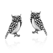 Mystic Wisdom Owls Sterling Silver Stud Fashion Earrings - £14.32 GBP