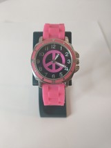 Accutime 784350 Pink Peace Sign Watch w/ Pink Silicone Band - $11.87