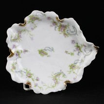 Haviland Limoges Schleiger 57 Lavender Rose Blue Scroll Leaf Shaped Dish... - $35.00
