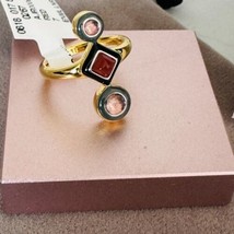 Alexis Bittar Vitreum 14K Goldplated Carnelian Amethyst  Linear Ring, Size 7 NWT - £96.71 GBP