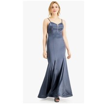 Teeze Me Junior Women 9/10 Navy Blue Embellished Back V Neck Long Dress ... - £50.92 GBP