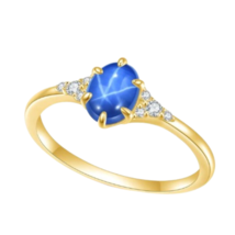 Oval Cut Lab Star Sapphire Solitaire Rings Vintage Fine Jewelry For Women 14K - £87.78 GBP+
