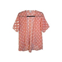 LuLaRoe Top Women 3 Peach Polka Dot Front Short Sleeve Tunic Blouse - $5.94