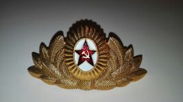 SOVIET RUSSIAN ARMY USSR officer's cap COCKADE PIN EMBLEM RED STAR BADGE - $4.41