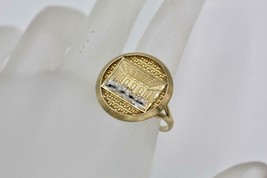 Fine 10K Two Tone Gold Diamond Cut The Last Supper Round Signet Ring Size 8.25 - £111.57 GBP
