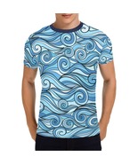 Blue Waves Pattern Men&#39;s All Over Print T-shirt (USA Size) - £21.34 GBP