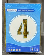 Gold Foil Helium Balloon Number 4 - £1.18 GBP