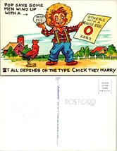 Pop Says Some Men Wind Up With A Nest Egg Goose Egg Boy Chicken Vintage Postcard - £7.51 GBP