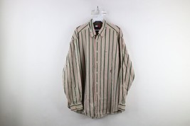 Vtg 90s Tommy Hilfiger Mens Large Distressed Striped Collared Button Down Shirt - £35.00 GBP