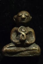 Thai amulet phra pidta brass size 3 cm. talisman, old, authentic, rare, ... - $734.22 MXN