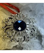 Lenox Snowflake Christmas Ornament Silver With Blue Faceted Crystal 4.75 In - €15,40 EUR