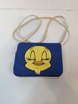 Looney Tunes Tweety Bird Wallet Crossbody Bag Purse Blue  Canvas Vintage - £13.45 GBP