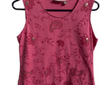Croft &amp; Barrow Tank Top  Womens Medium Sequined Hot Pink Sleeveless Roun... - $14.30