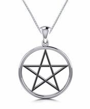 Jewelry Trends Pentacle Pentagram Black Star Sterling Silver Pendant Necklace 18 - £44.63 GBP