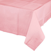 Pink 2/Ply Paper-Poly Banquet Tablecloth 54&quot; x 108&quot; Tableware Party Supplies - £12.64 GBP
