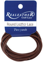 Realeather Crafts Round Leather Lace 2mmX2yd Packaged Brown - $17.38
