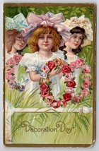 Decoration Day Darling Girls With Floral Wreaths Postcard Y29 - £6.25 GBP