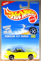 1995 Hot Wheels Blue/White Card #493 PORSCHE 911 TARGA Neon-Yellow w/Chrome 5 Sp - £9.40 GBP