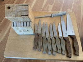 Vintage Revere ware Knife Block with 9 knives - £27.97 GBP