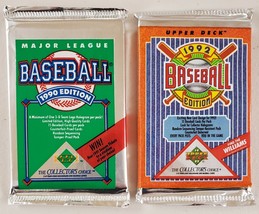 1990 &amp; 1992 Upper Deck Baseball Cards Lot of 2 (Two) Sealed Unopened Packs , - £11.97 GBP
