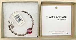 Alex and Ani Amethyst &amp; Beaded Charm Bracelet Silver-tone Expandable wit... - £18.87 GBP