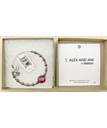 Alex and Ani Amethyst &amp; Beaded Charm Bracelet Silver-tone Expandable wit... - £18.72 GBP