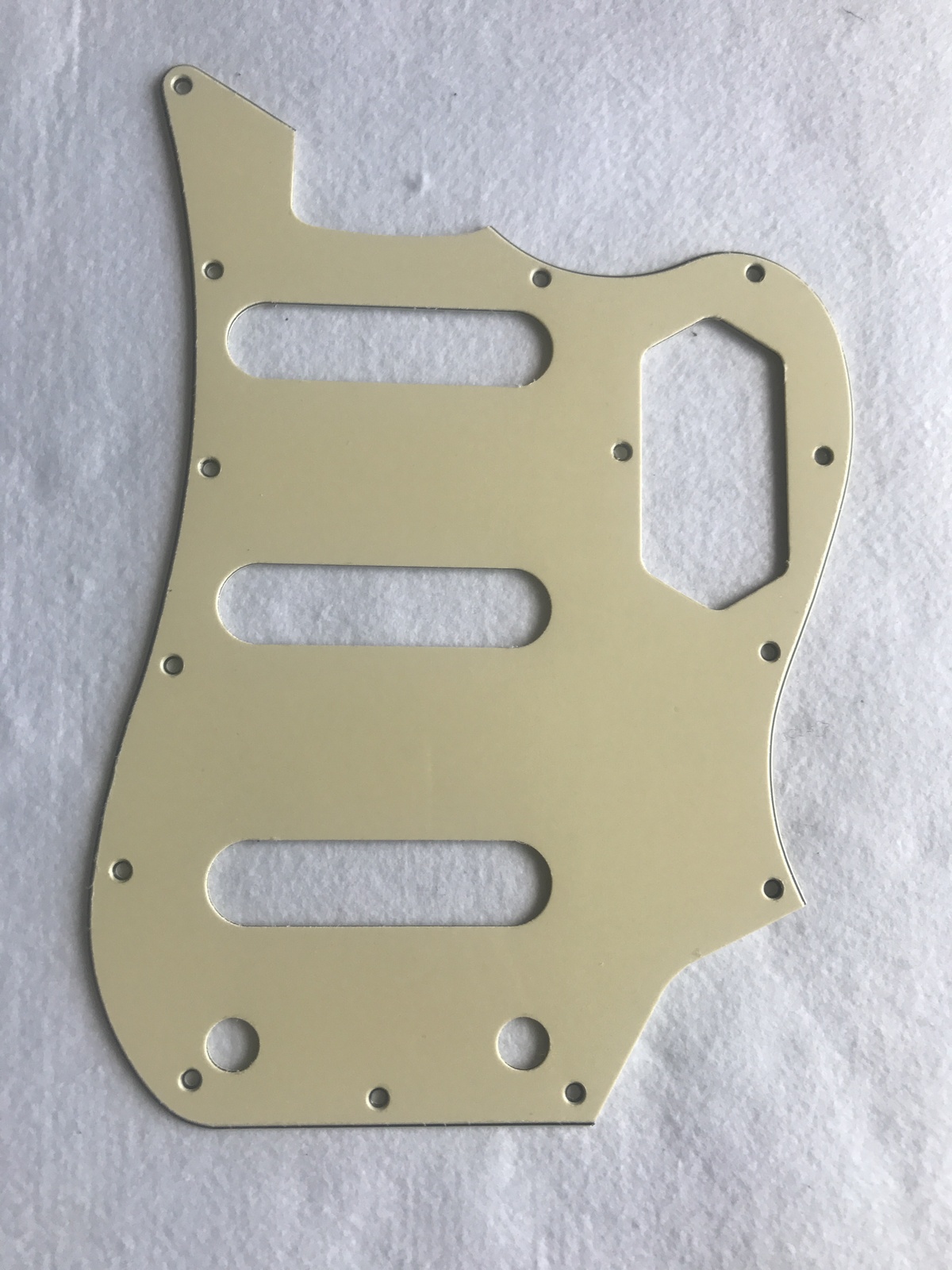 Fits Squier Vintage Modified Bass VI Guitar pickguard , 3 Ply Vintage Yellow