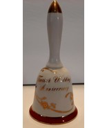 Lefton  Porcelain 40th Anniversary Bell  Gold Trim Doves Vintage 1960s - $27.15 CAD