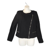 Candies Womens Large Asymmetric Zip Sweatshirt Blazer Black Stretch Moto... - $298.06 MXN