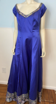 Muna Couture Evening Ball Gown with Wrap Blue Women&#39;s 14/16 - £73.98 GBP