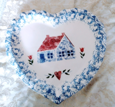 Heart Platter Hand-Crafted/Painted Portuguese Ceramic Plate Decorative Gift - £18.78 GBP