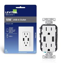 Leviton Decora 15 amps 125 V Duplex White Outlet and USB Charger 5-15R - $19.95