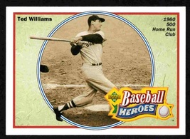 Boston Red Sox Ted Williams 1992 Upper Deck Baseball Heroes 34 500 Home Run Club - $0.50