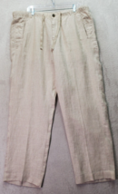 Tasso Elba Island Pants Men&#39;s XL Khaki 100% Linen Pockets Lightweight Drawstring - £21.68 GBP